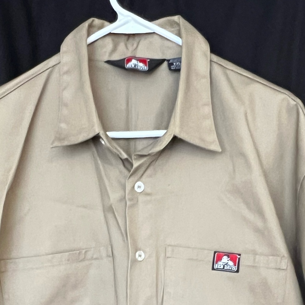 BEN DAVIS Short Sleeve Solid Button-Up, XXL